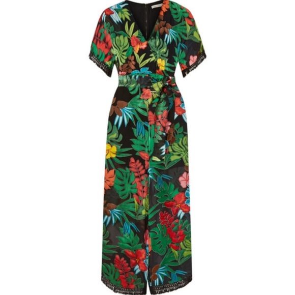 Alice & Olivia Kasia Palm Leaf Devore Jumpsuit 2 - Picture 4 of 16